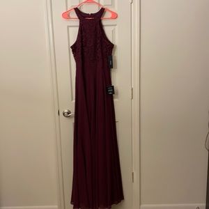 Lulu’s Dance all evening burgundy lace maxi dress. Brand new, with tags.